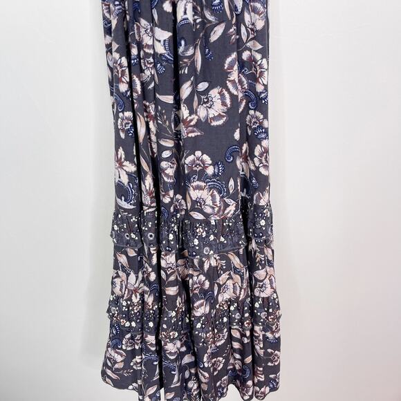 New Evereve Roan + Ryan XS Blue Madison Mixed Print Midi Dress Square Neck - Picture 8 of 14